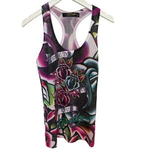 Ed Hardy Women’s Knit Racerback Tank Top Medium